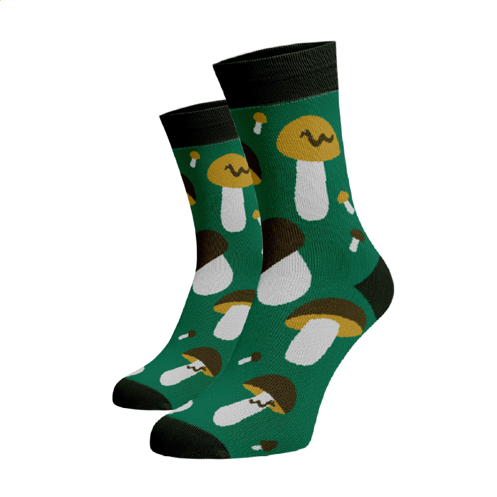 Veselé ponožky HŘIBY Zelená Bavlna 45-46
