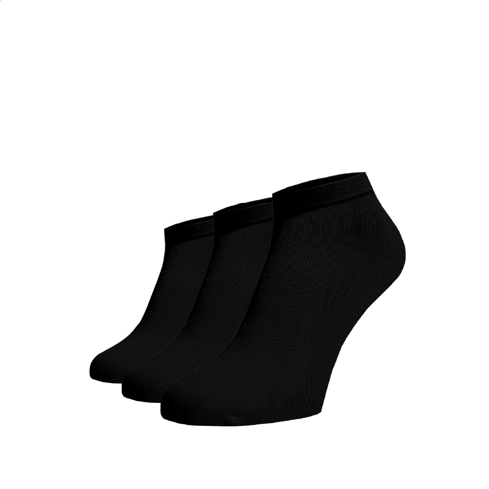 Zvýhodněný set 3 párů kotníkových ponožek - černé Černá Bavlna 35-38