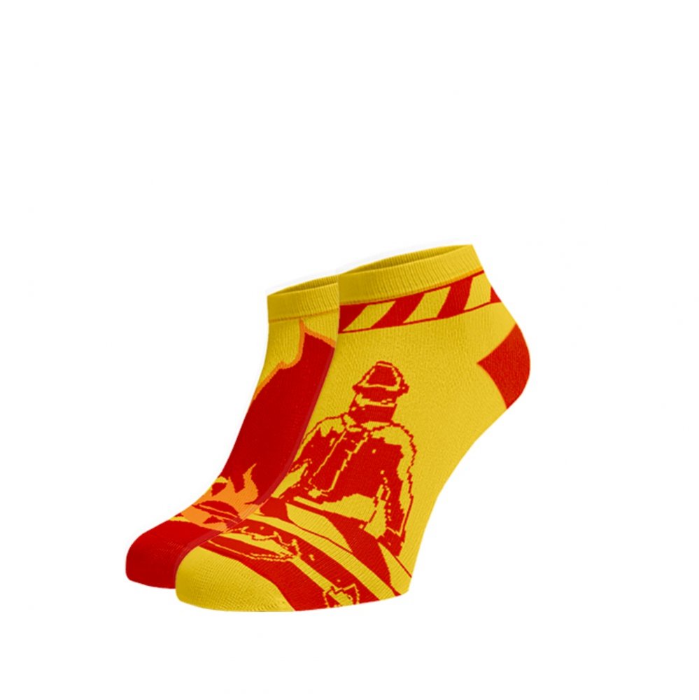 Veselé kotníkové ponožky hasičské Žlutá Bavlna 45-46