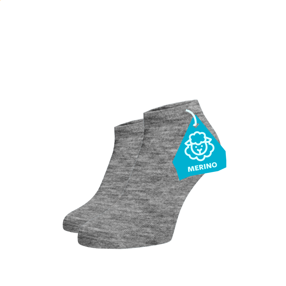 Kotníkové ponožky MERINO - světle šedé Světle šedá Vlna (Merino) 45-46
