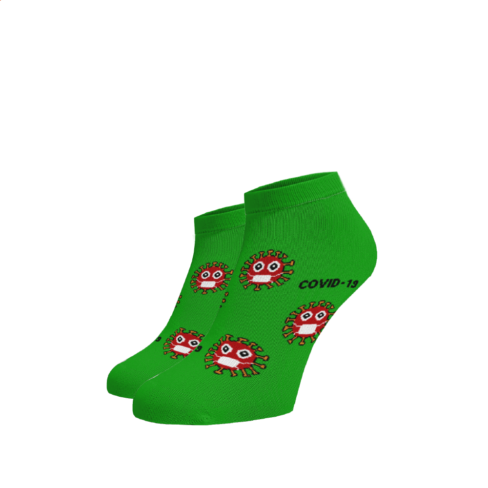 Veselé ponožky Koronavir nízké Zelená 47-48
