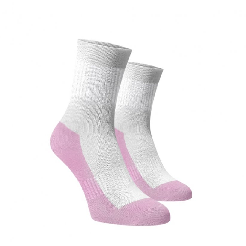 Střední ponožky se zesílenou froté nášlapnou části - bílo růžové