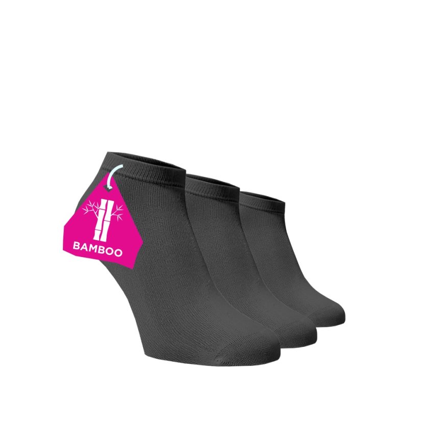 Zvýhodněný set 3 párů kotníkových bambusových ponožek - tmavě šedé