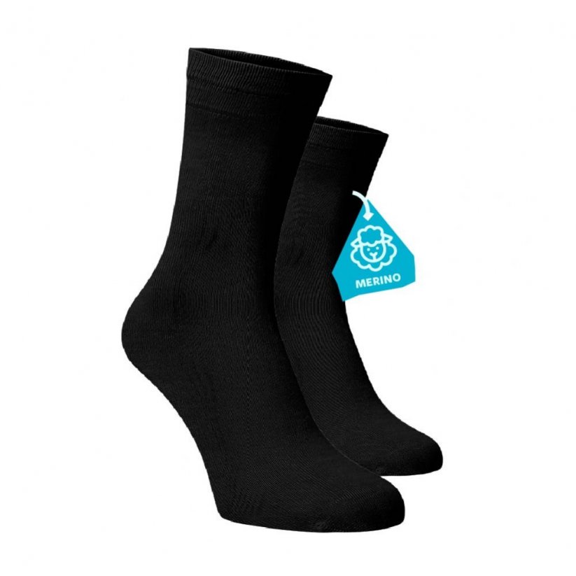 Černé ponožky MERINO - Barva: Černá, Velikost: 42-44, Materiál: Vlna (Merino)