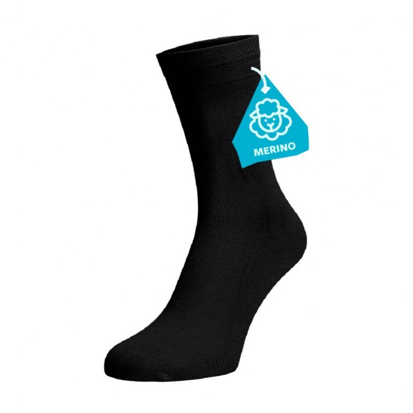 Čierne ponožky MERINO - Barva: čierna, Veľkosť: 45-46, Materiál: Vlna (Merino)