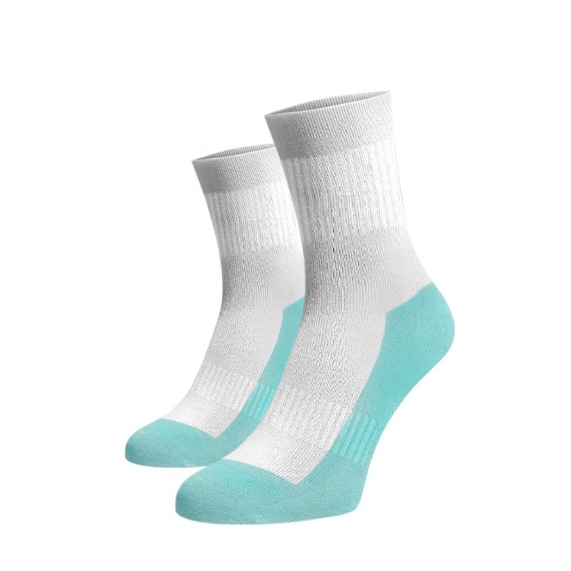 Střední ponožky se zesílenou froté nášlapnou části - bílo-tyrkysové