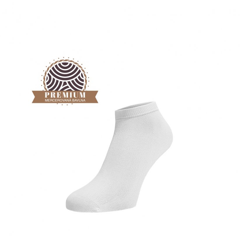 Kotníkové ponožky z mercerované bavlny - bílé - Velikost: 35-38