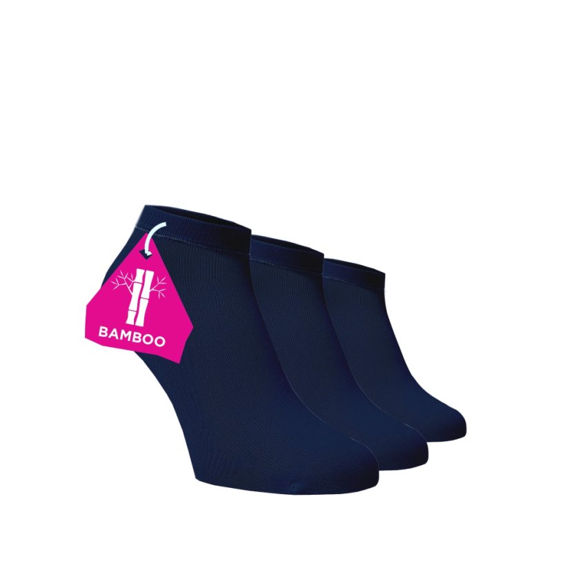 Zvýhodněný set 3 párů kotníkových bambusových ponožek - modrá