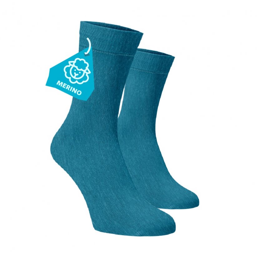 Světle modré ponožky MERINO - Velikost: 35-38, Materiál: Vlna (Merino)