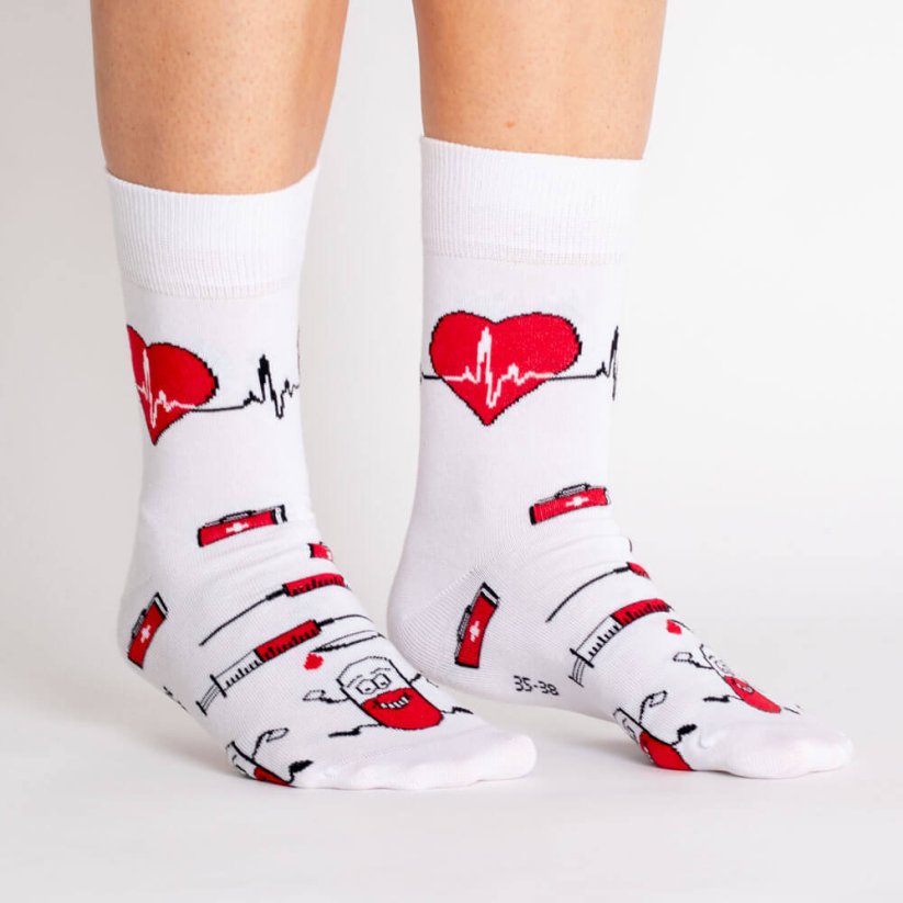 Veselé ponožky Nemocnice - Barva: Bílá, Velikost: 45-46