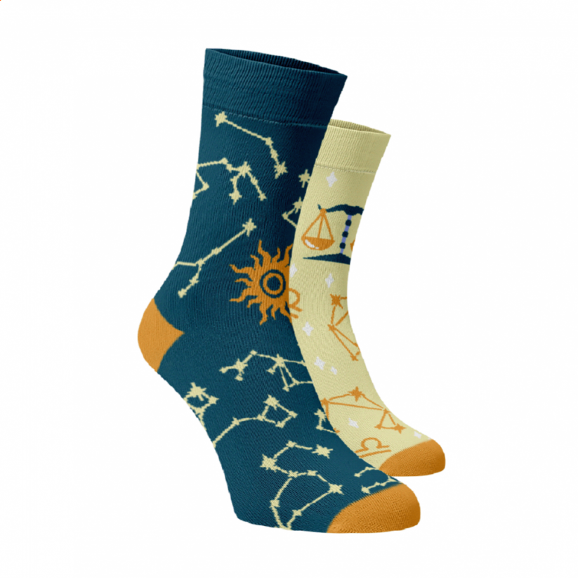 Veselé ponožky Znamení zvěrokruhu Váhy - Barva: Tmavě modrá, Velikost: 35-38, Materiál: Bavlna