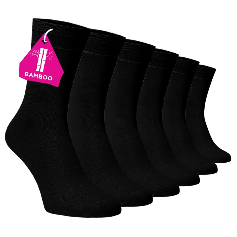 Zvýhodněný set 6 párů bambusových vysokých ponožek - černá