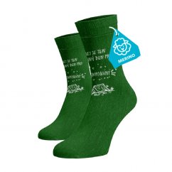 Veselé vysoké merino ponožky - kempování