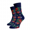 Veselé ponožky Květiny - Barva: Tmavě modrá, Velikost: 42-44, Materiál: Bavlna