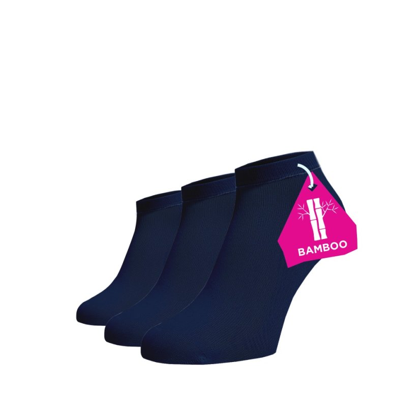 Zvýhodněný set 3 párů kotníkových bambusových ponožek - modrá