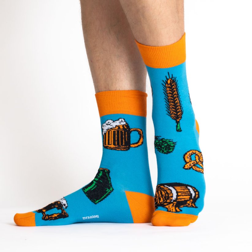 Veselé pivní ponožky Jdem na pivo - Barva: Blankytná, Velikost: 35-38, Materiál: Bavlna