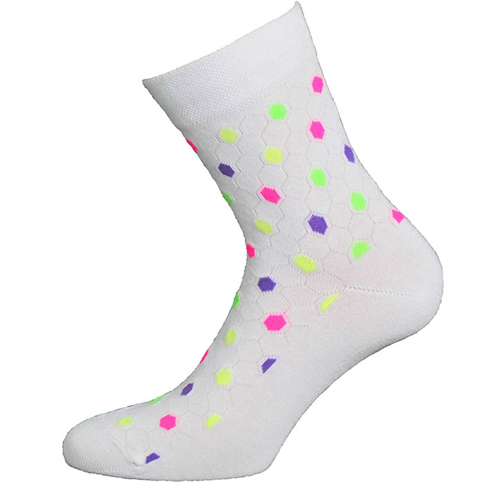 Veselé ponožky Šestiúhel - Barva: Bílá, Velikost: 42-44