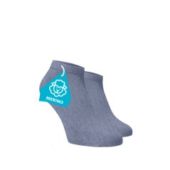 FINE MERINO Členkové ponožky - džínové modré