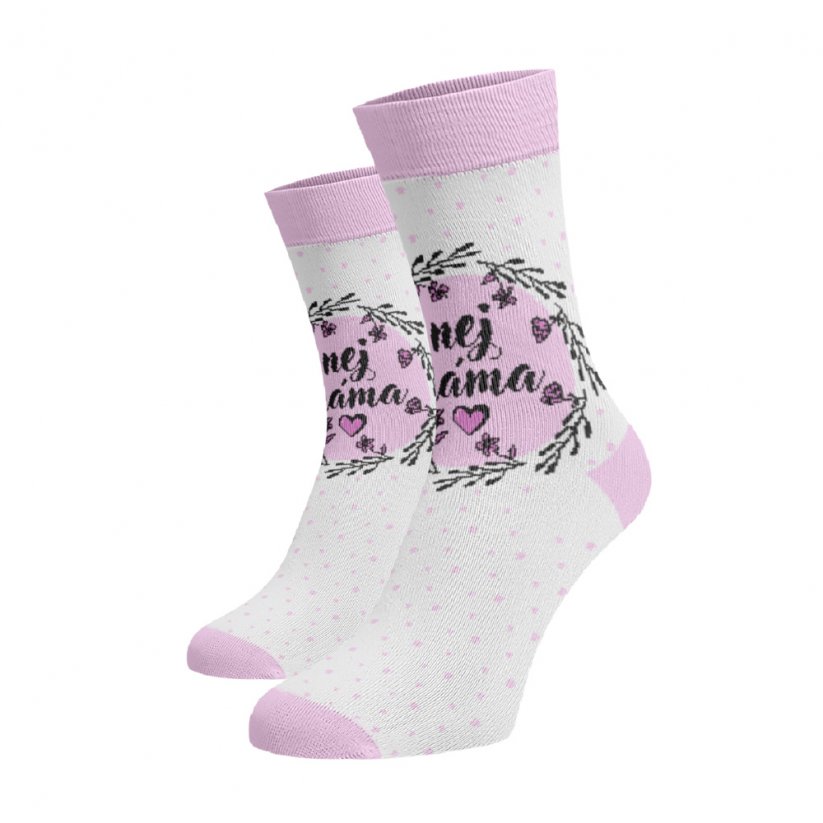 Veselé vysoké ponožky - Nej MÁMA - Velikost: 35-38, Materiál: Bavlna