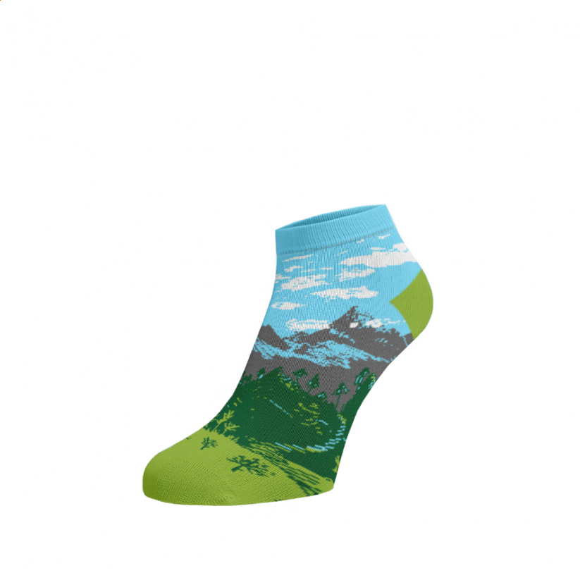 Veselé členkové ponožky Hory - Veľkosť: 35-38, Materiál: Bavlna