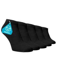 Zvýhodněný set 5 párů MERINO kotníkových ponožek - černé