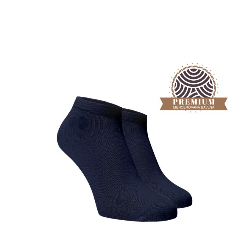 Kotníkové ponožky z mercerované bavlny - tmavě modré - Velikost: 47-48