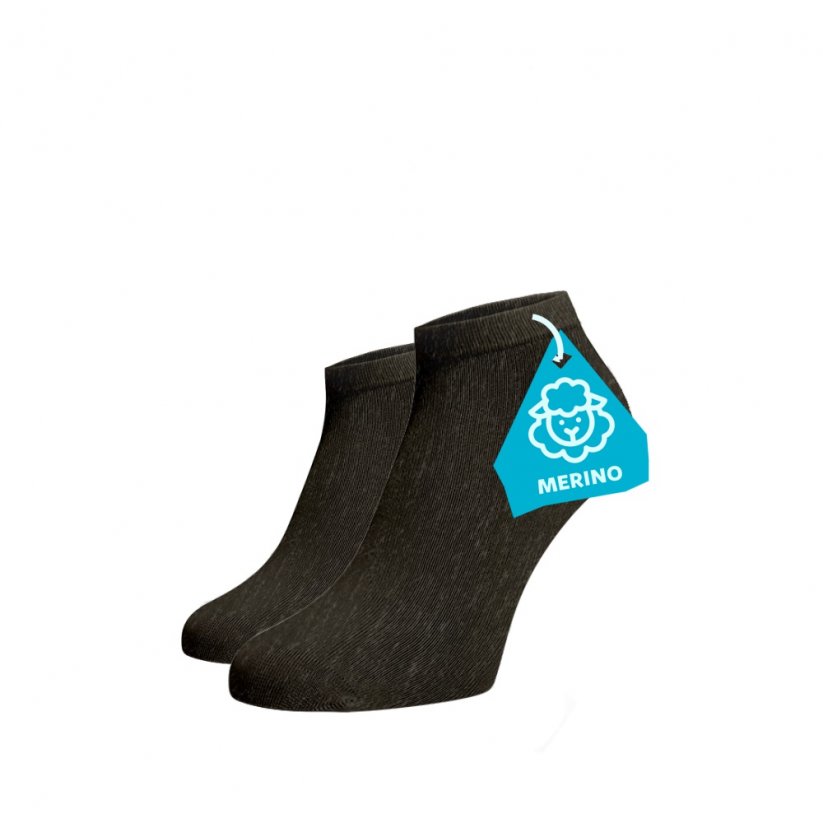 Kotníkové ponožky MERINO - hnědé - Velikost: 35-38, Materiál: Vlna (Merino)