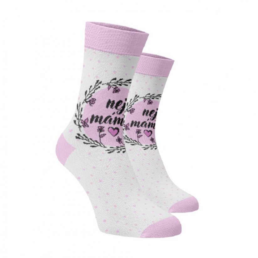 Veselé vysoké ponožky - Nej MÁMA - Velikost: 42-44, Materiál: Bavlna