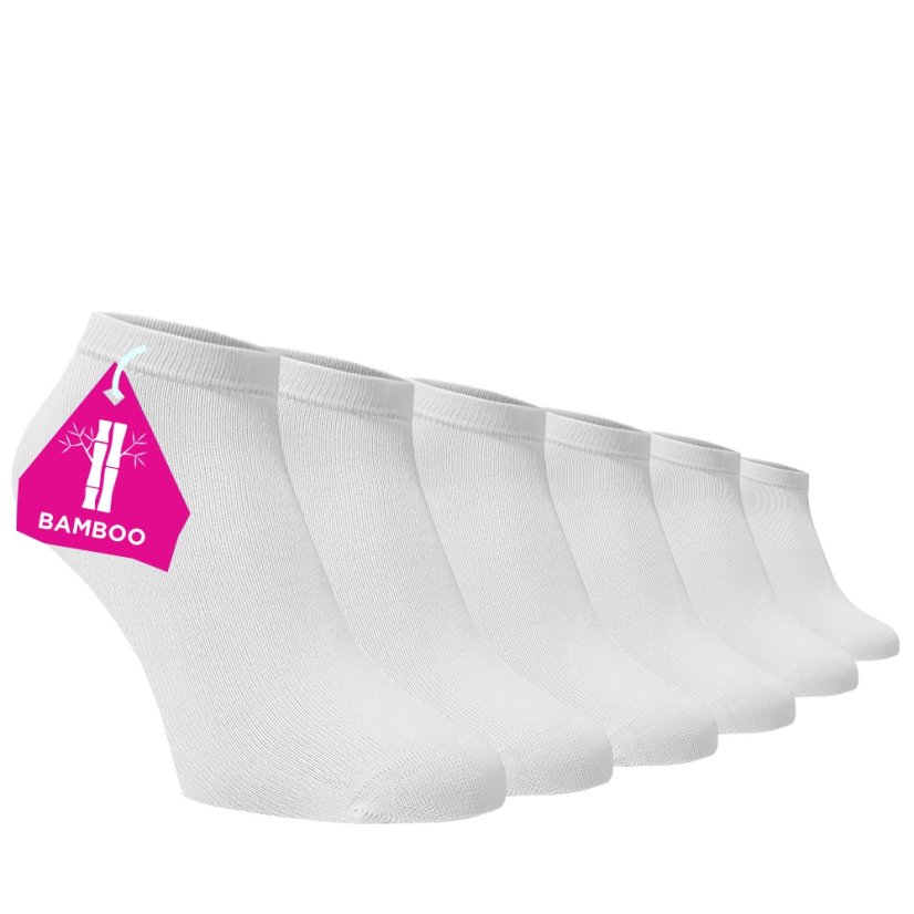 Kedvezményes csomag 6 pár bokazokni bambusz anyagból – fehér