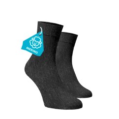 FINE MERINO Střední ponožky - tmavě šedé