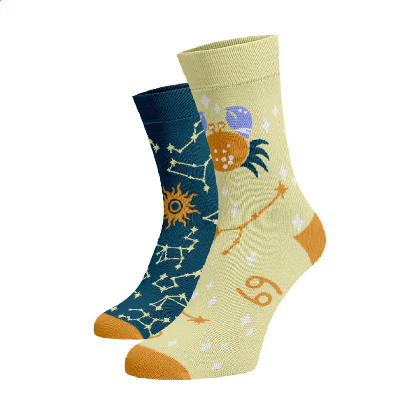 Veselé ponožky Znamení zvěrokruhu Rak - Barva: Tmavě modrá, Velikost: 42-44, Materiál: Bavlna