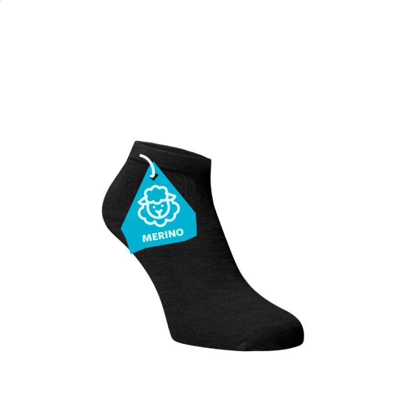 Členkové ponožky MERINO - čierne - Barva: čierna, Veľkosť: 35-38, Materiál: Vlna (Merino)