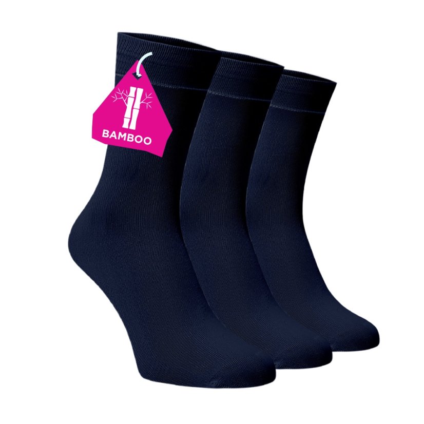 Zvýhodněný set 3 párů bambusových vysokých ponožek - modrá