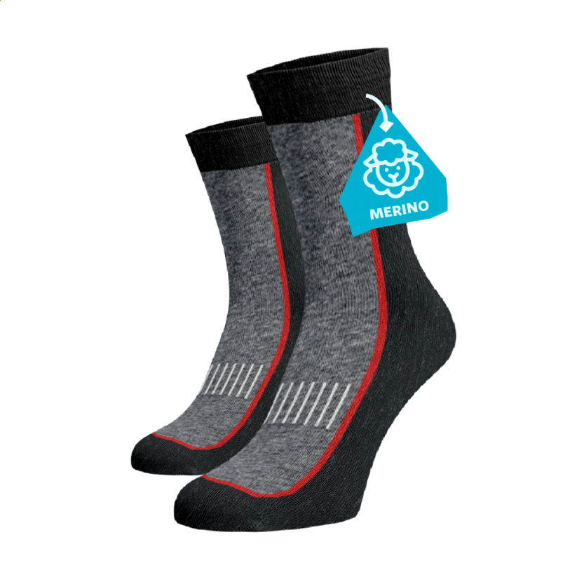Hrubé hřejivé ponožky MERINO - Barva: Tmavě šedá, Velikost: 42-44, Materiál: Vlna (Merino)