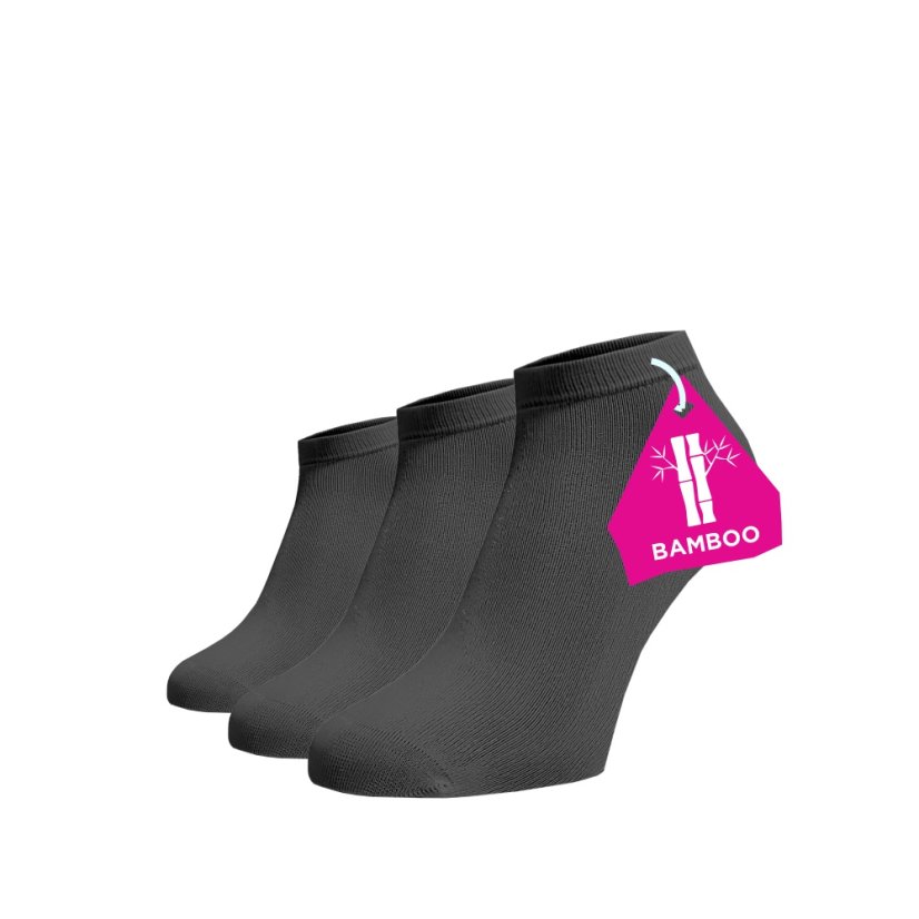 Zvýhodněný set 3 párů kotníkových bambusových ponožek - tmavě šedé