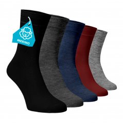 Akciós készlet 5 pár MERINO magas zokniból - színkeverék