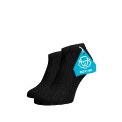 FINE MERINO Členkové ponožky - čierne