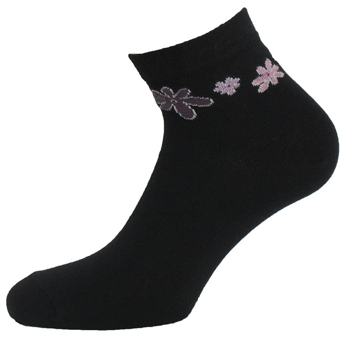 Boldog zokni Virágok - Szín: Fekete, Méret: 42-44
