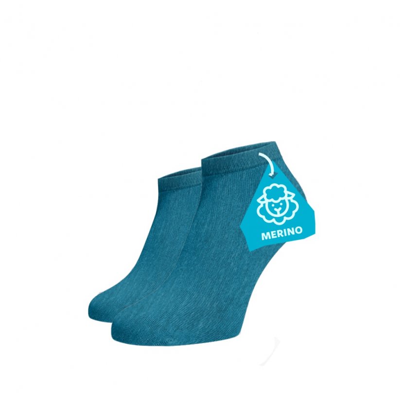 Kotníkové ponožky MERINO - světle modré - Velikost: 35-38, Materiál: Vlna (Merino)