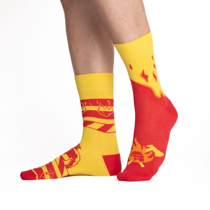 Veselé hasičské ponožky - Barva: Žlutá, Velikost: 42-44, Materiál: Bavlna