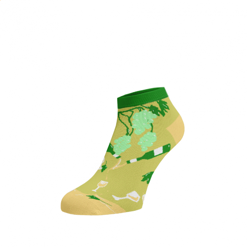 Veselé kotníkové ponožky Bílé víno - Barva: Světle zelená, Velikost: 42-44, Materiál: Bavlna
