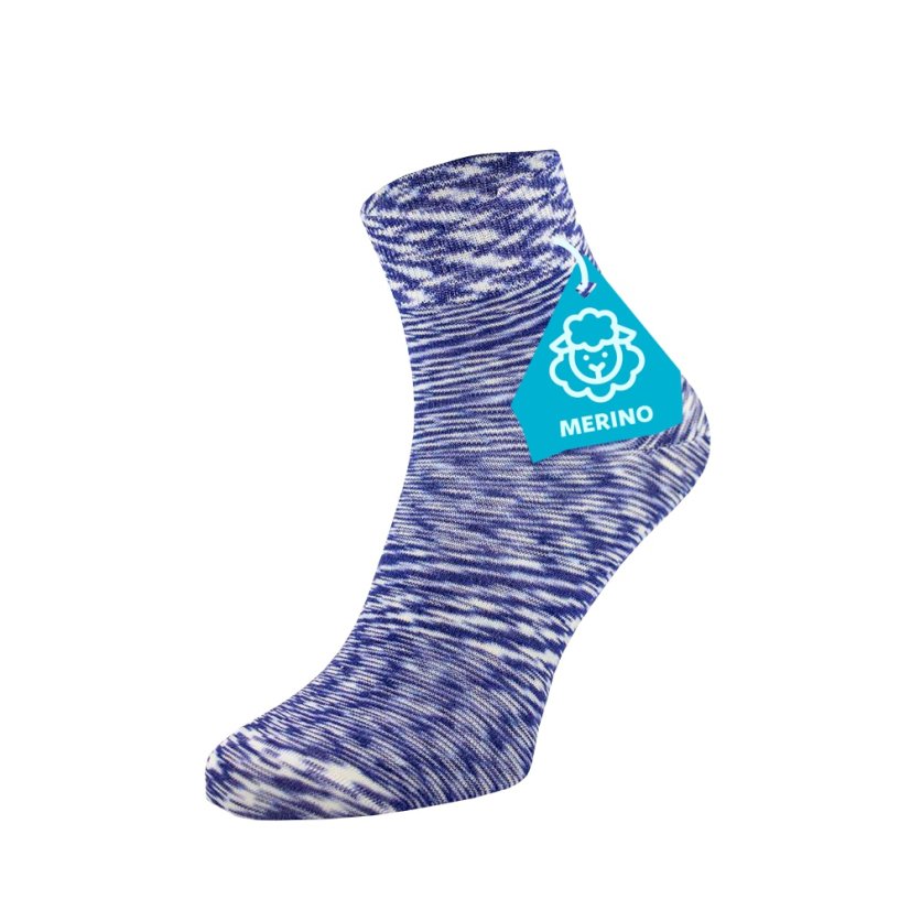 FINE MERINO Közepes zokni – melírozott kék