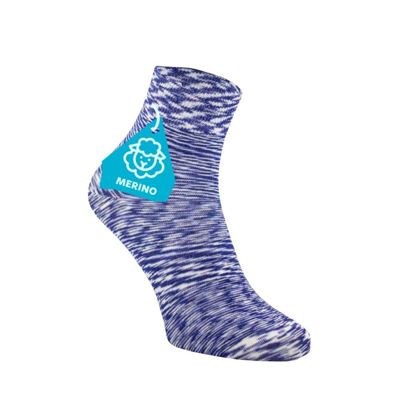 FINE MERINO Stredné ponožky – melírovaná modrá
