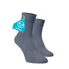 FINE MERINO Stredné ponožky - džínové modré