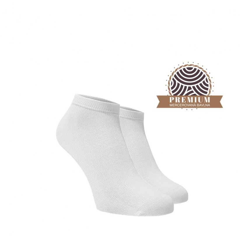 Členkové ponožky z mercerovanej bavlny - biele - Veľkosť: 45-46