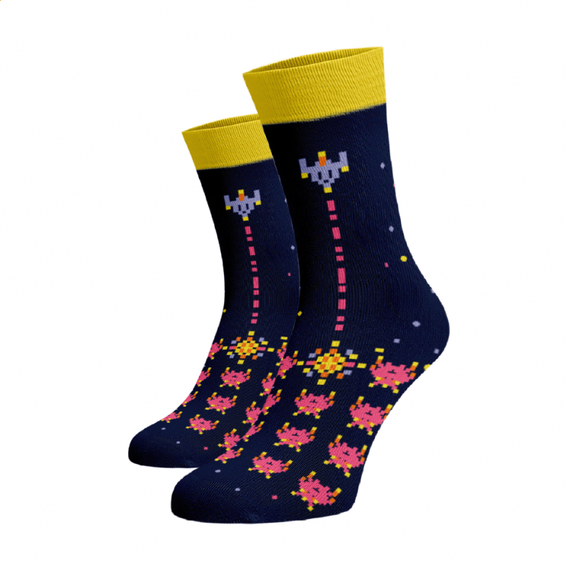 Veselé ponožky Gamer - Barva: Tmavě modrá, Velikost: 35-38, Materiál: Bavlna