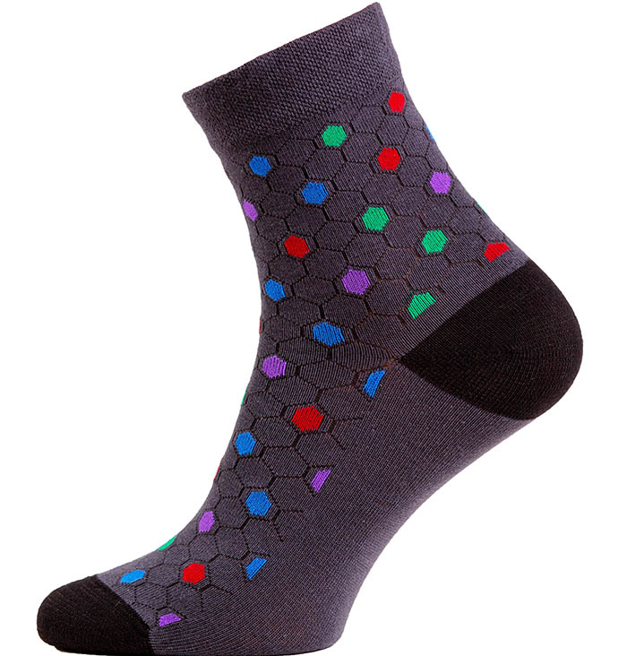Veselé ponožky Šestiúhel - Barva: Bílá, Velikost: 35-38
