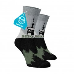 Veselé vysoké merino ponožky - Beskydy
