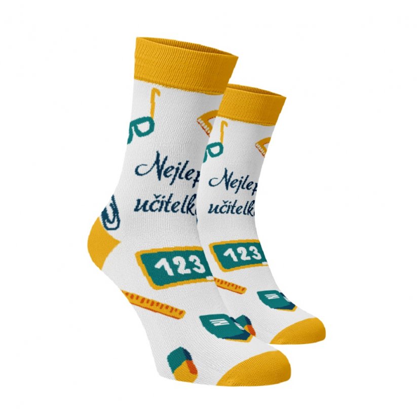 Veselé vysoké ponožky - Nejlepší učitelka - Velikost: 35-38, Materiál: Bavlna