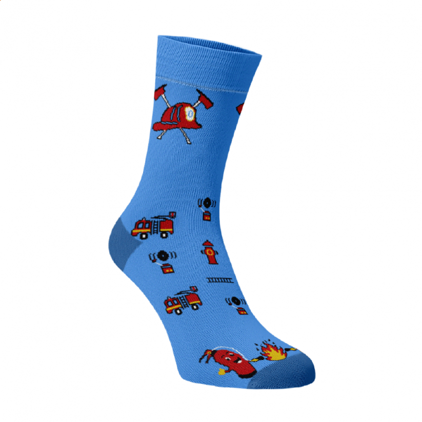 Veselé ponožky Hasiči - Barva: Modrá, Veľkosť: 45-46, Materiál: Bavlna